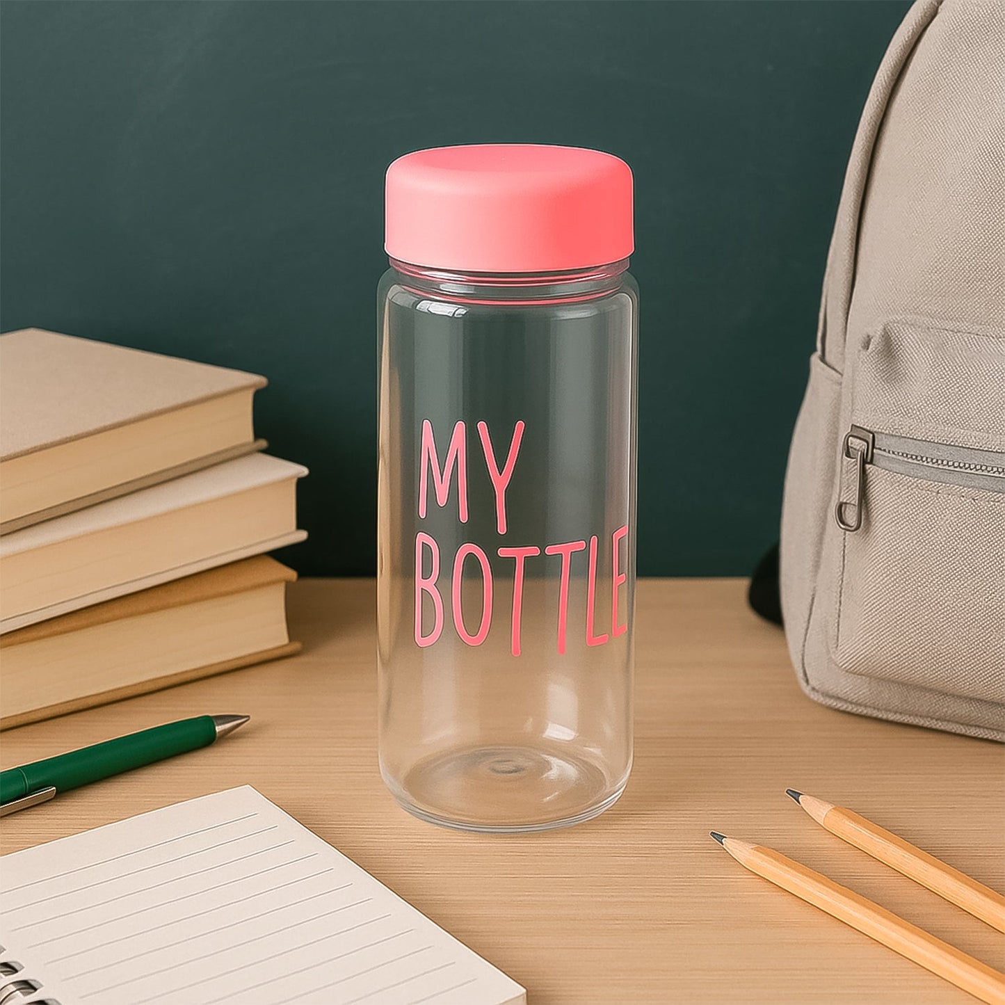 350 ml Approx Transparent Plastic Water Bottle with Leakproof Lid (1 Pc)