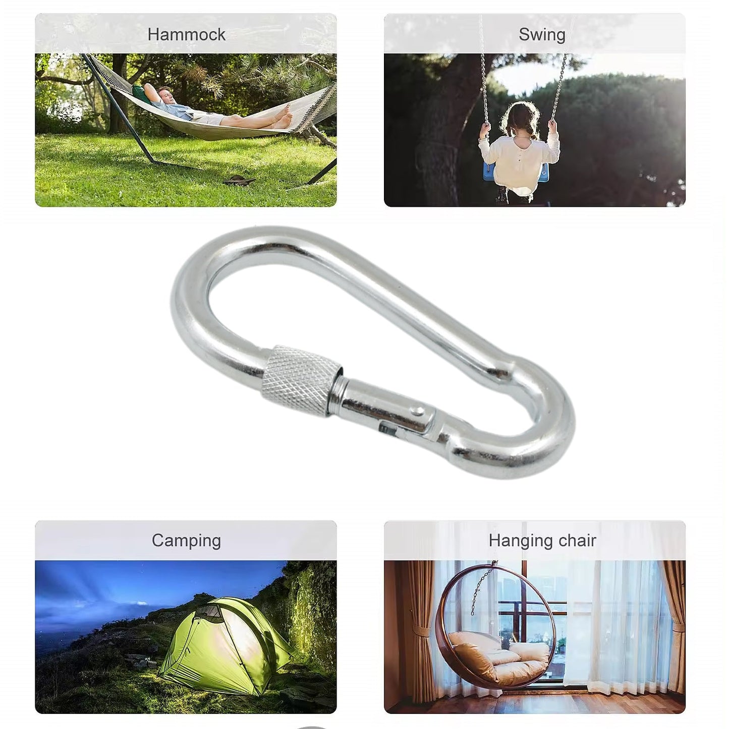 Snap Hook with Screw Stainless Steel Heavy Duty Carabiner Clip (10×100 MM / 1 Pc)