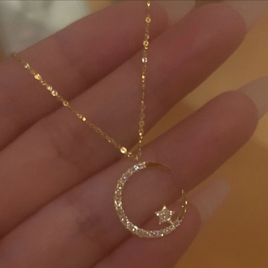 🔥Prázdninový výprodej 47%💕Bright Night: Moon Star Necklace🌙✨