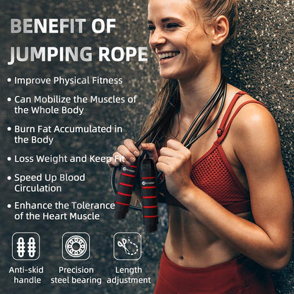 High-Speed Skipping Rope with Foam Padded Handles (1 Pc)