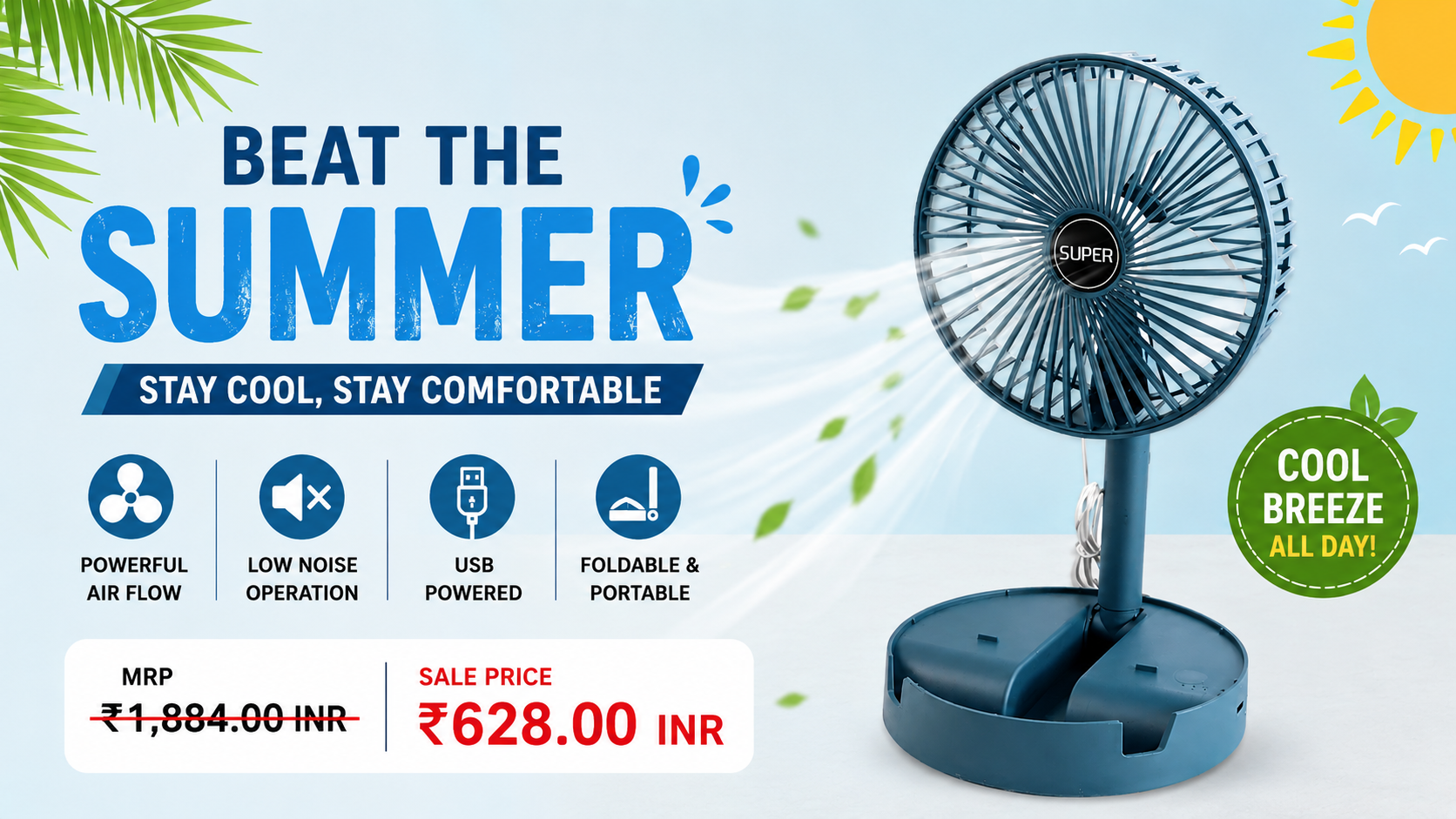 Adjustable Portable Desktop Fan