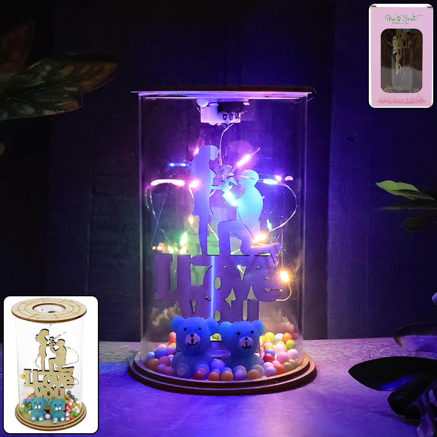 Romantic Couple Figurine with LED Light Showpiece 