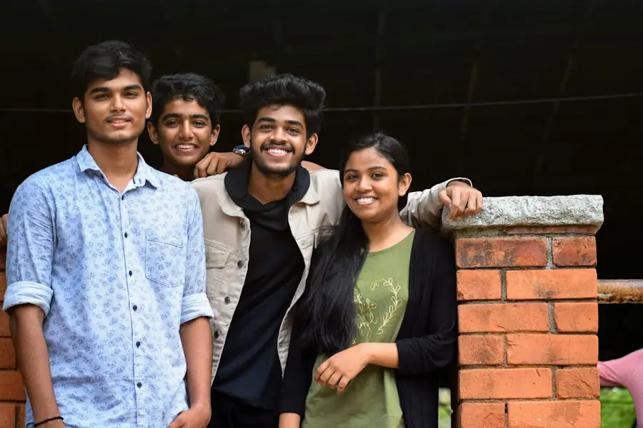 Friends smiling together